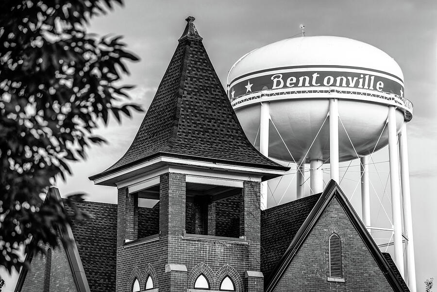 Welcome To Bentonville Arkansas Black And White Photograph