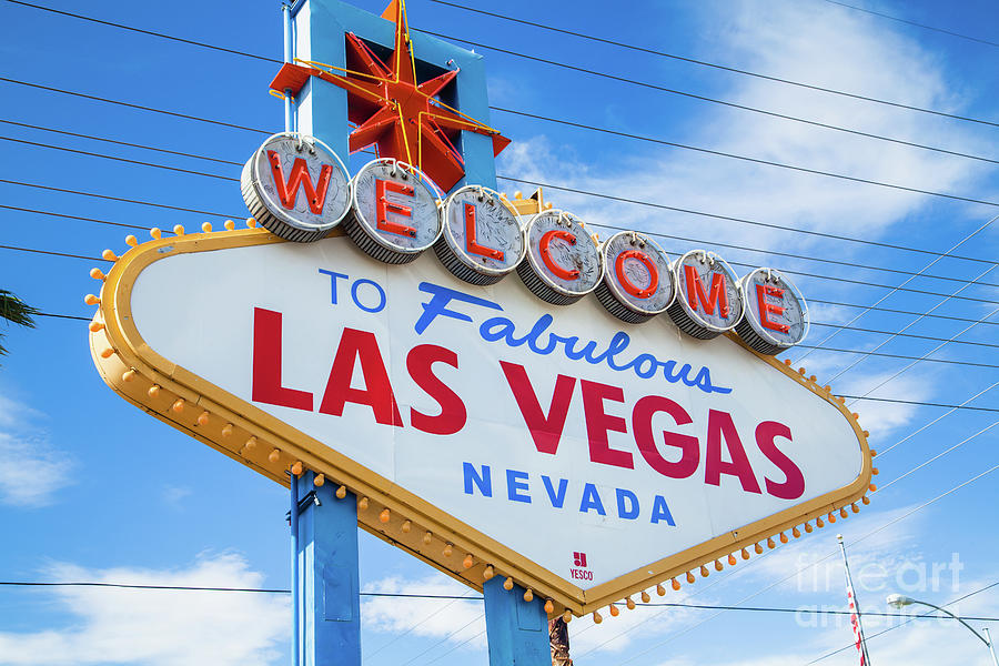 Sign Photograph - Welcome to fabulous Las Vegas Sign by Martin Williams