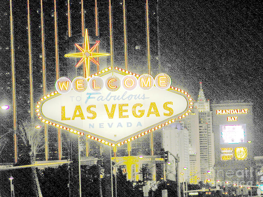 Welcome To Fabulous Las Vegas - tinted bw Photograph by Dorothy Lee