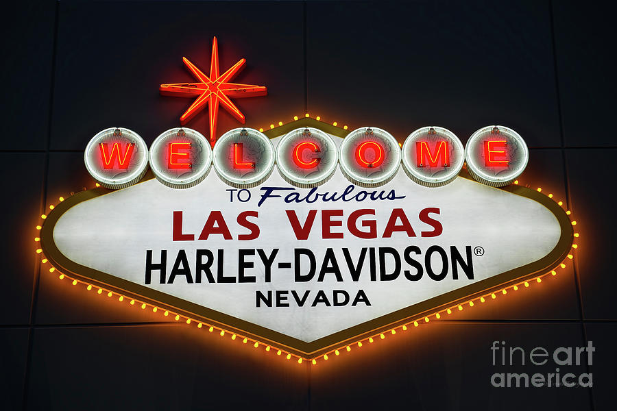 Las Vegas Photograph - Welcome to Las Vegas Harley-Davidson Sign by Aloha Art