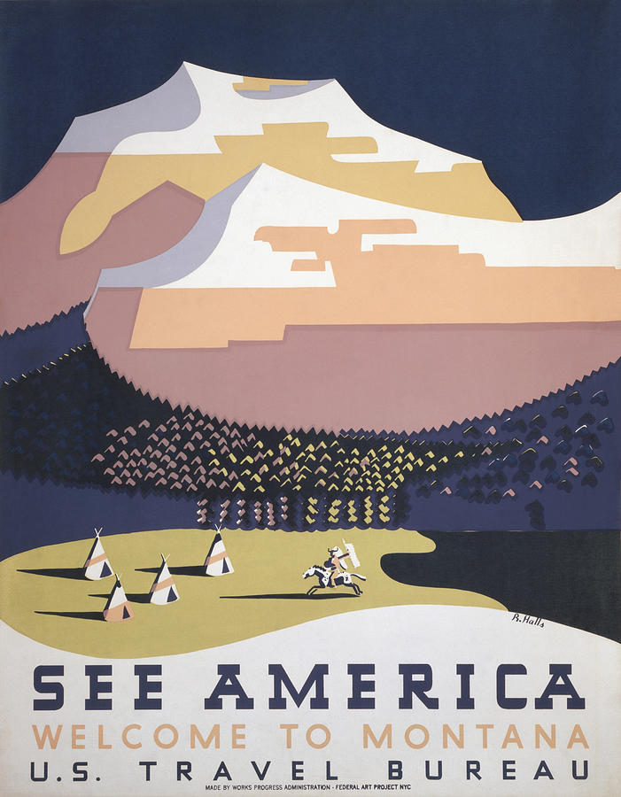 Welcome to Montana - See America WPA Mixed Media by War Is Hell Store