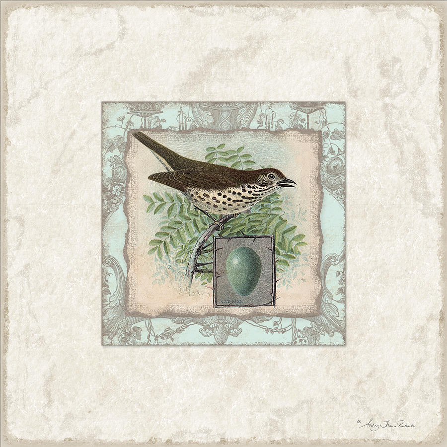 Welcome to our Nest - Vintage Bird w Egg Painting by Audrey Jeanne Roberts
