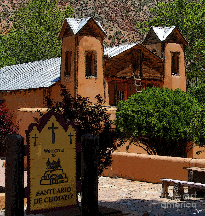Landscape Painting - Welcome to Santuario De Chimayo by David Lee Thompson