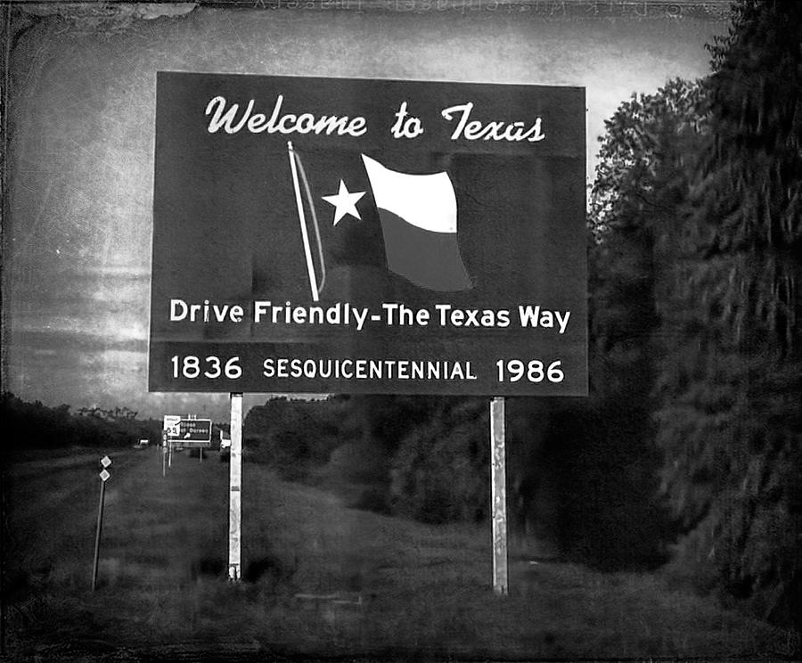 Welcome to Texas BW Photograph by Cathy Anderson
