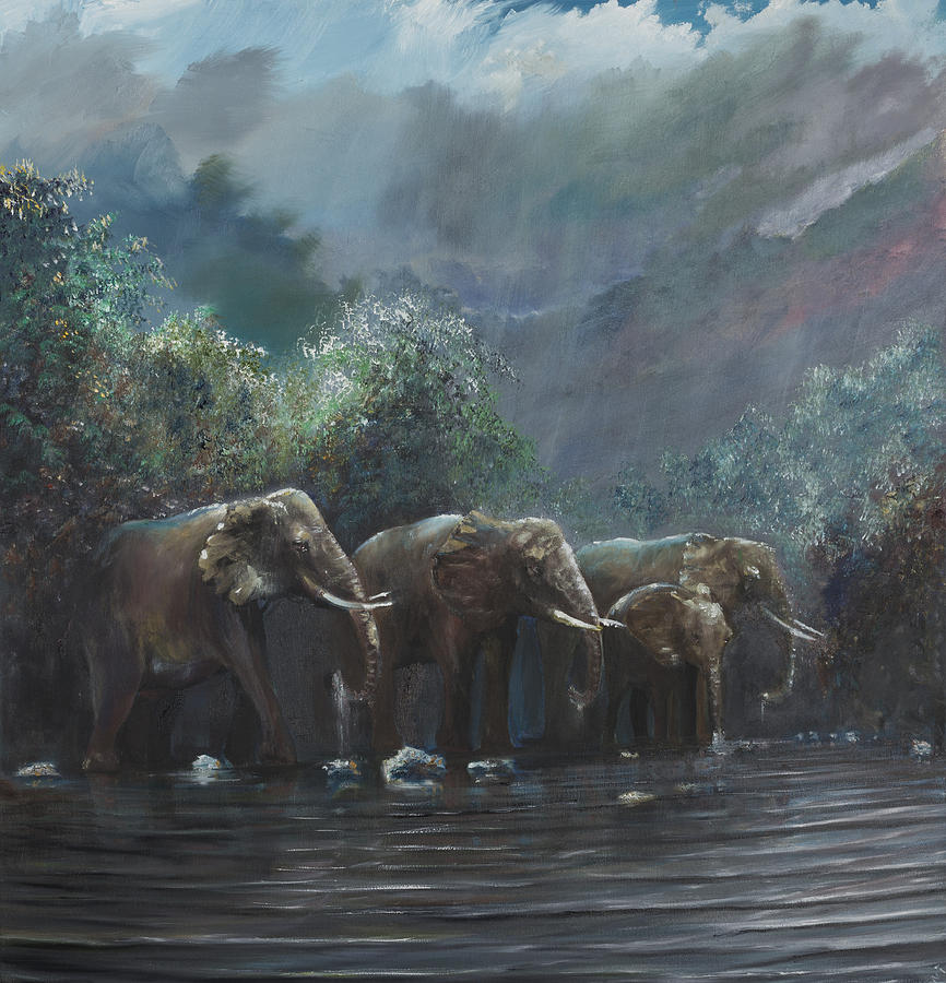Elephant Painting - Welcome Waters by Vincent Alexander Booth