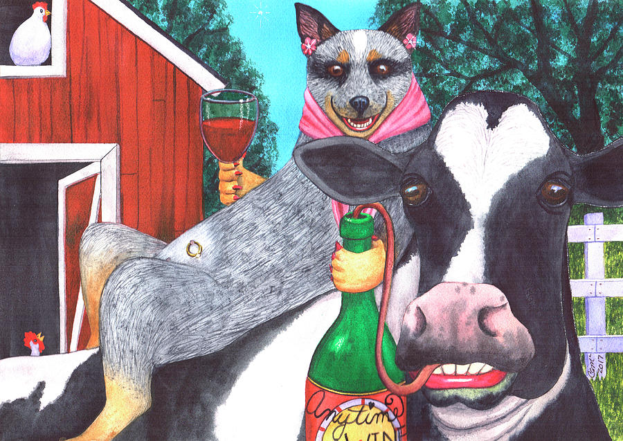 Well be wining til all the cows come home Painting by Catherine G McElroy