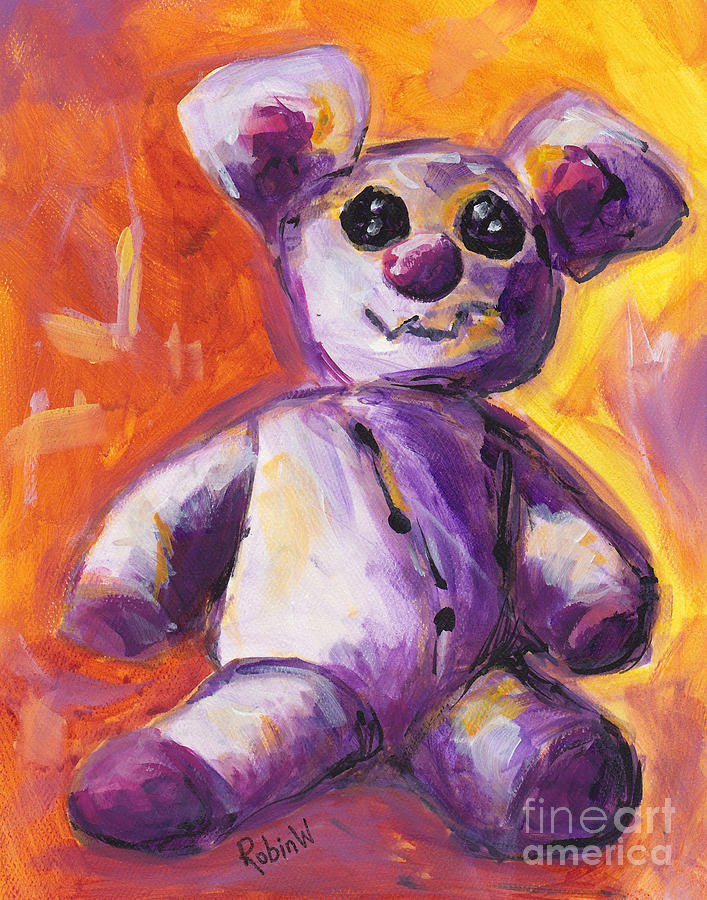 Well Loved Teddy Painting by Robin Wiesneth