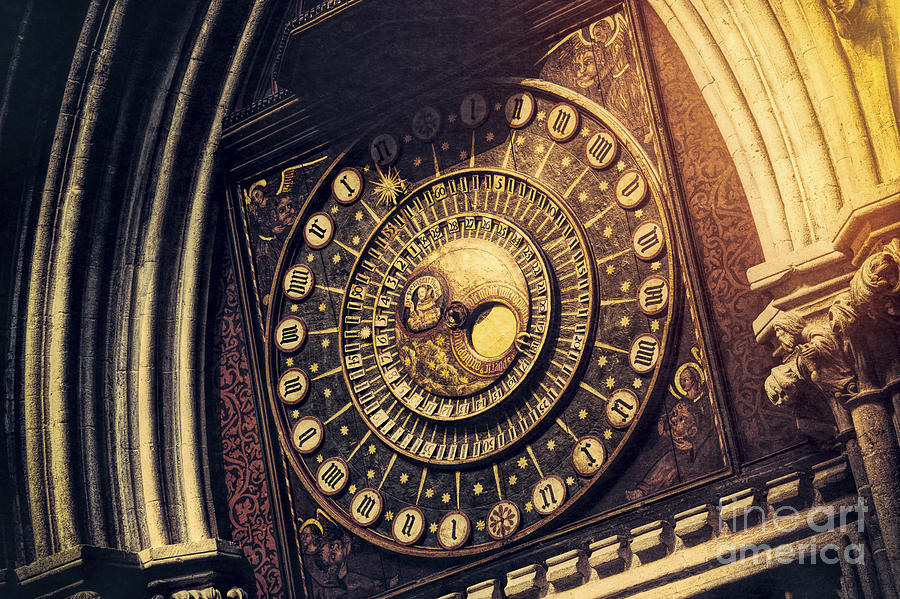 Clock Photograph - Wells Cathedral Astronomical Clock  by Tim Gainey