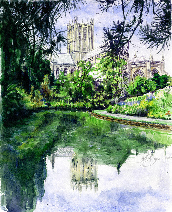 Wells Cathedral Painting by John D Benson