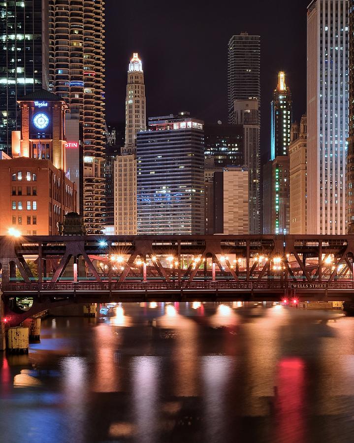 Chicago Photograph - Wells Street Bridge by Frozen in Time Fine Art Photography