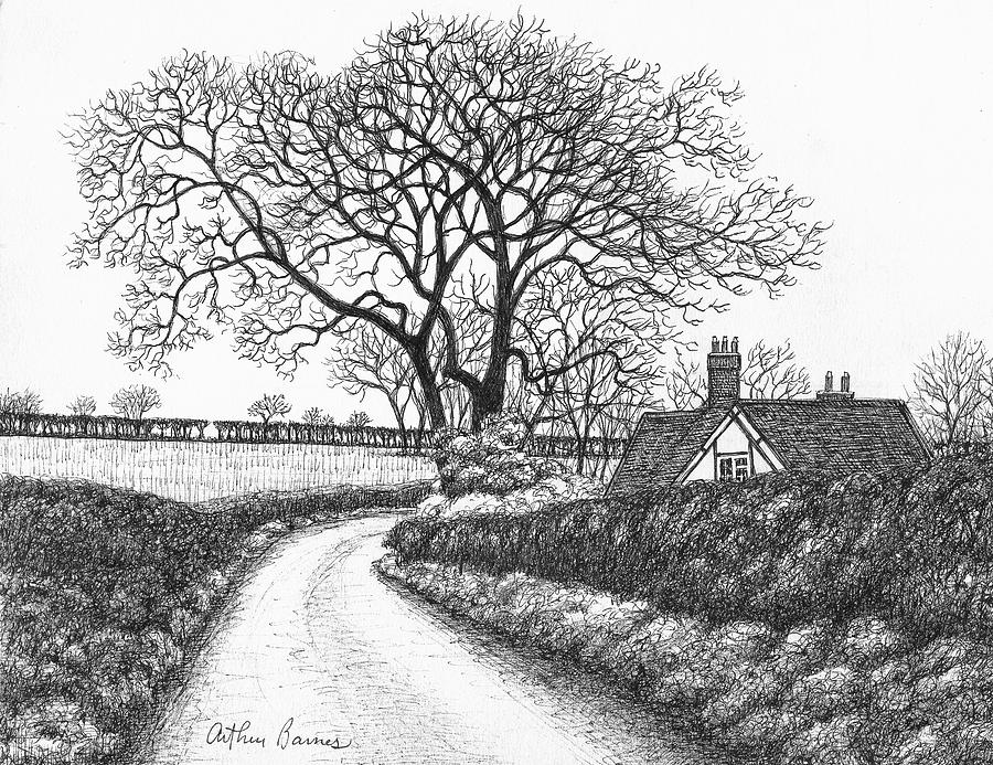 Welsh Lane Drawing by Arthur Barnes