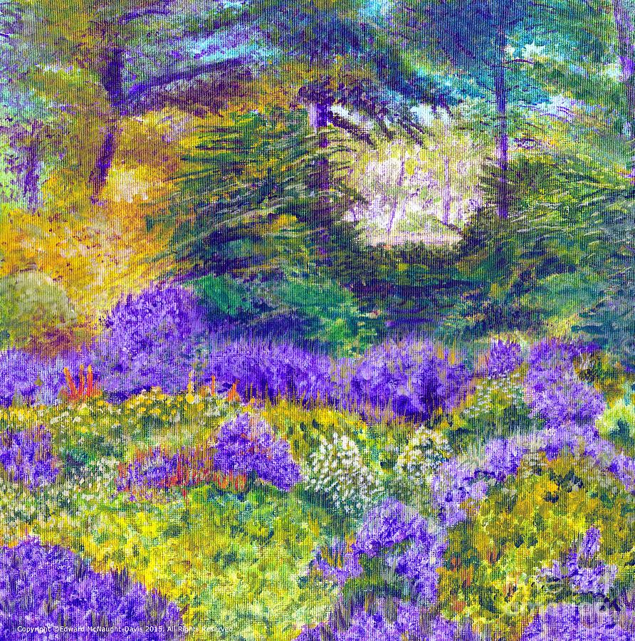 Purple Heather Cilcennin Ceredigion - Welsh Art Landscape Painting by Edward McNaught-Davis