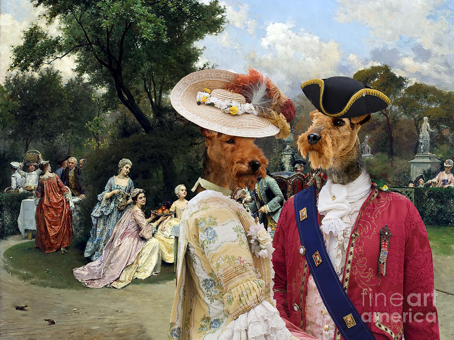 Welsh Terrier Art - Princess in the gardens of Versailles Painting by Sandra Sij