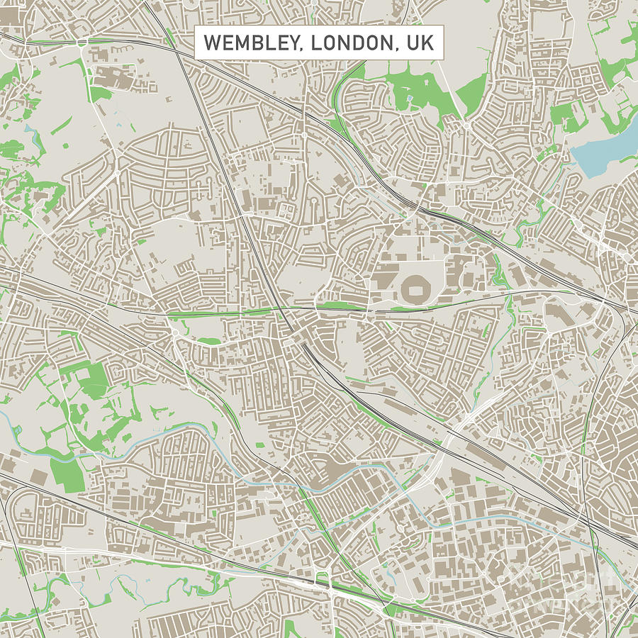 Wembley London Uk City Street Map Frank Ramspott 