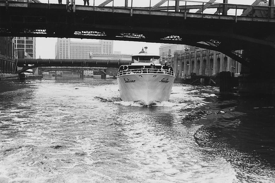 Wendella Sunliner Passes Under Bridge in Chicago Photograph by Chicago and North Western Historical Society