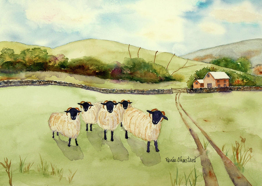 Sheep Painting - Wensleydale Sheep II by Renee Chastant