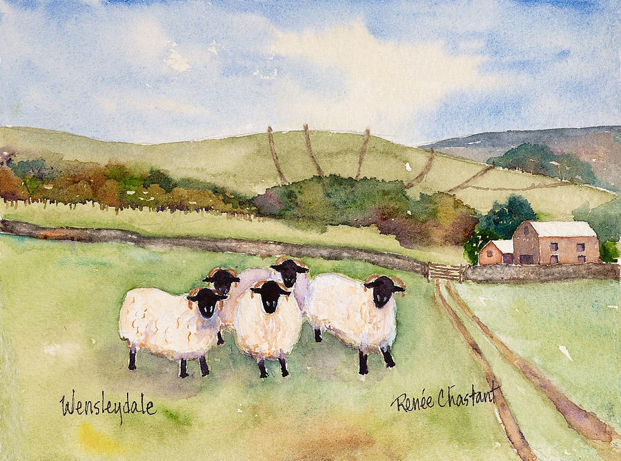 Wensleydale Sheep Painting by Renee Chastant