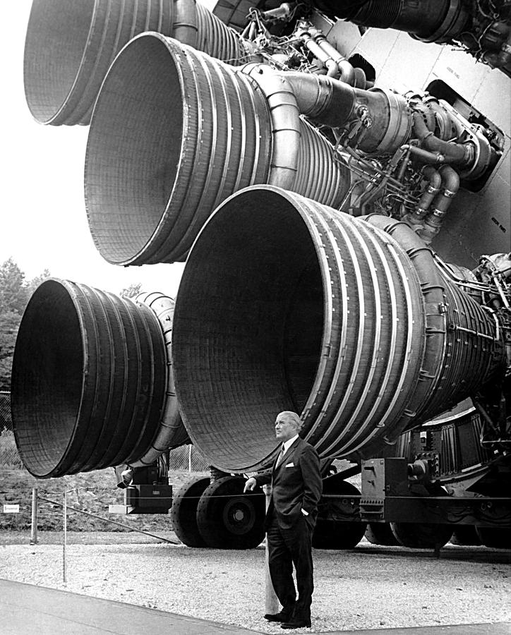 Wernher von Braun With F-1 Engines Photograph by War Is Hell Store