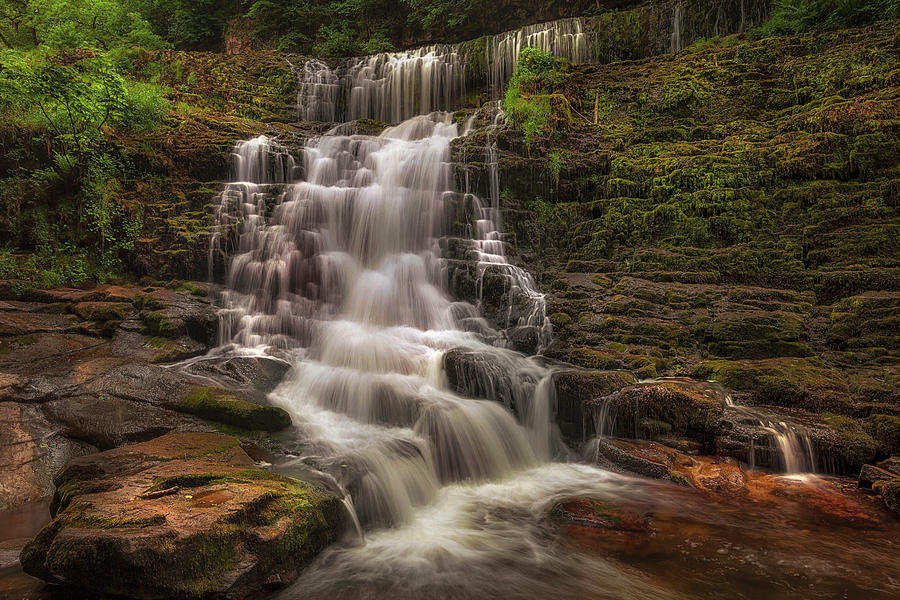Waterfall Photograph - West bank view of Sgwd Isaf Clun-gwyn Falls by Leighton Collins