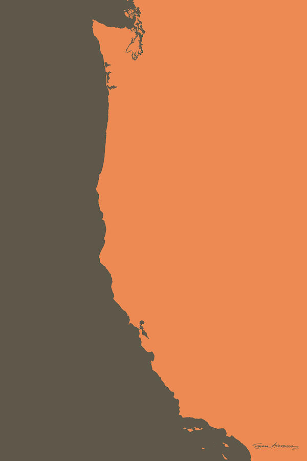 West Coast - Crusta Orange on Judge Grey Brown Digital Art by Serge Averbukh