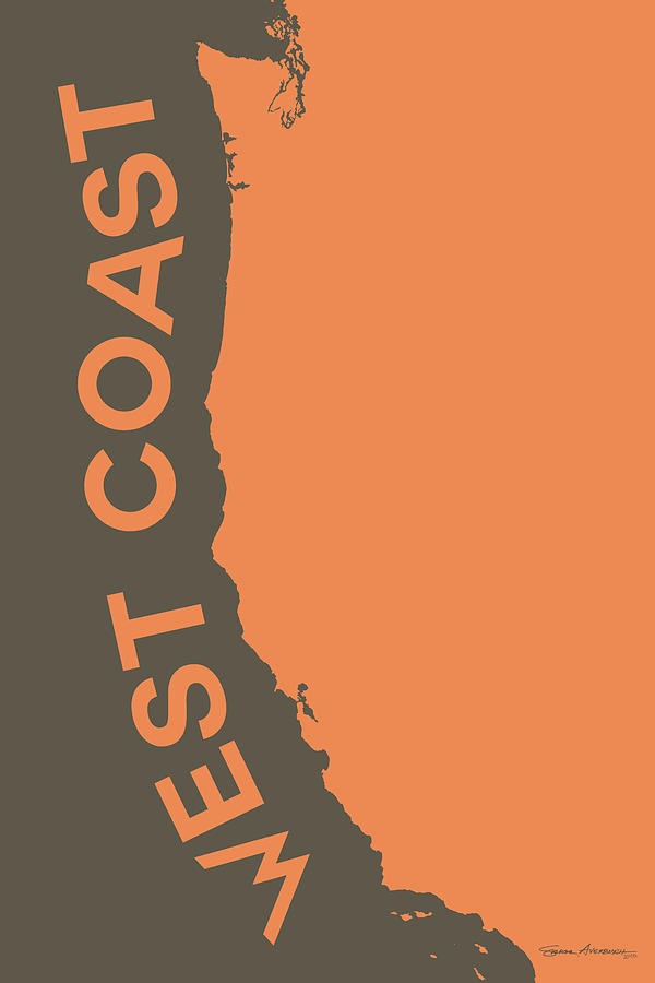West Coast Pop Art - Crusta Orange on Judge Grey Brown Digital Art by Serge Averbukh