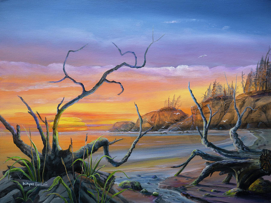 West Coast Sunset Painting by Wayne Enslow