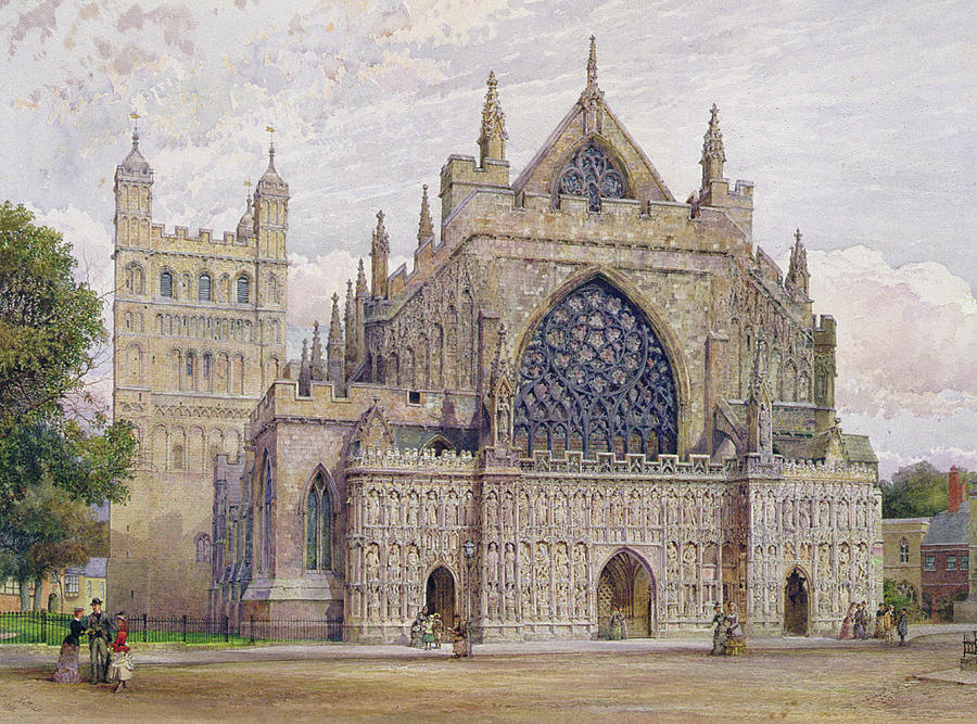 Tree Painting - West Front, Exeter Cathedral by George Nattress