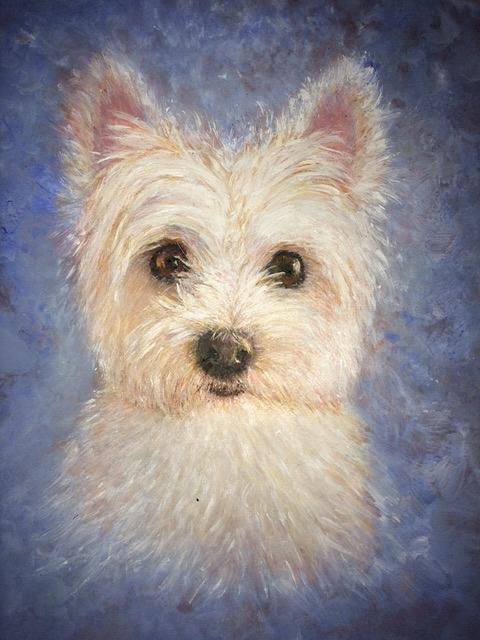 West highland terrier portrait Painting by Debbie Hill