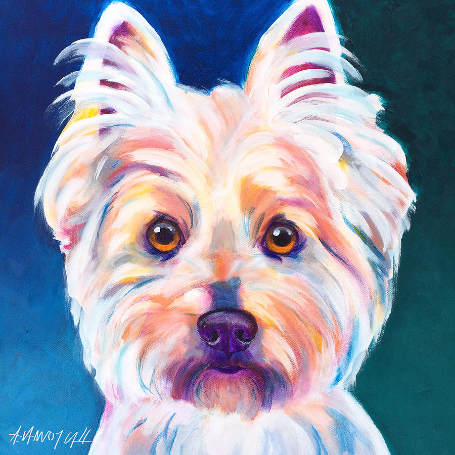 Dog Painting - West Highland White Terrier - Rockette by Dawg Painter
