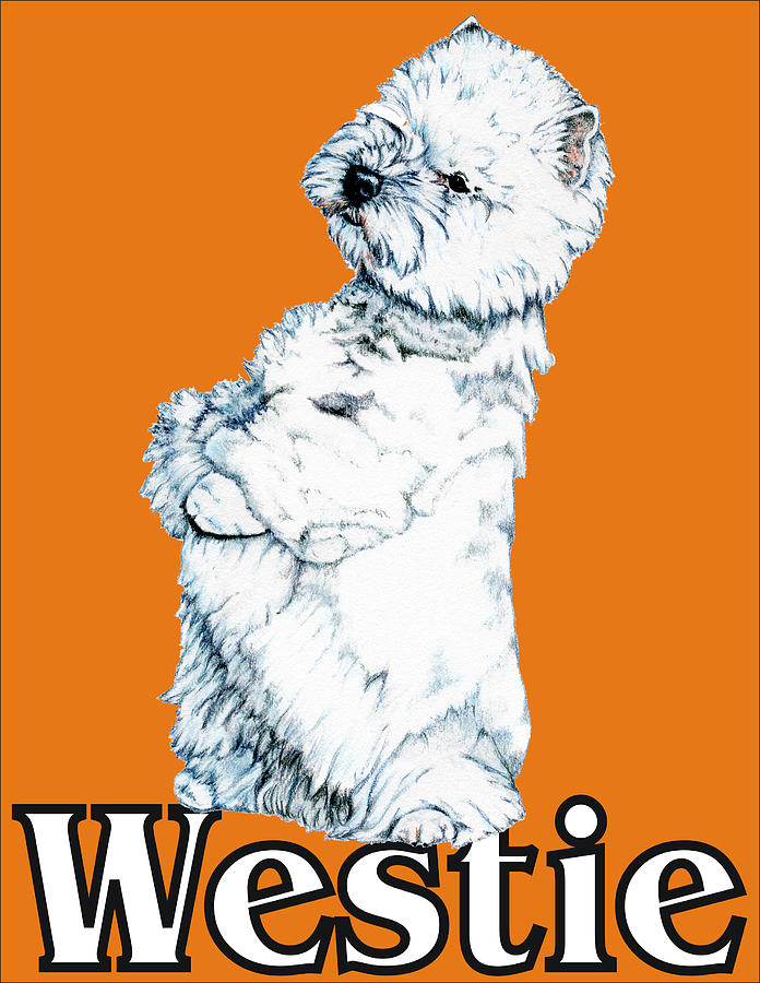Toy Drawing - West Highland White Terrier Westie Urban Pop Orange by Kathleen Sepulveda