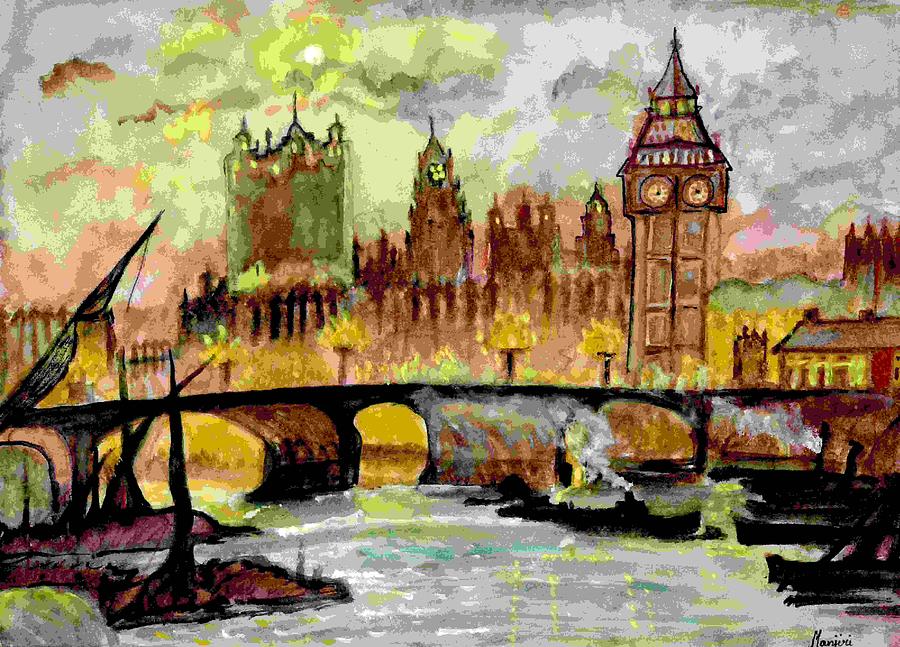 West Minster Bridge Painting by Manjiri Kanvinde