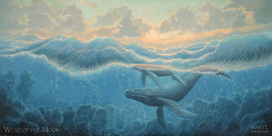 Whale Painting - West of the Moon by Marte Thompson