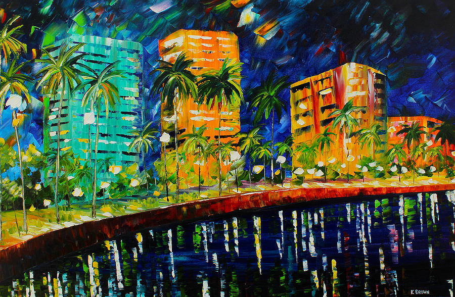 West Palm At Night Painting by Kevin Brown