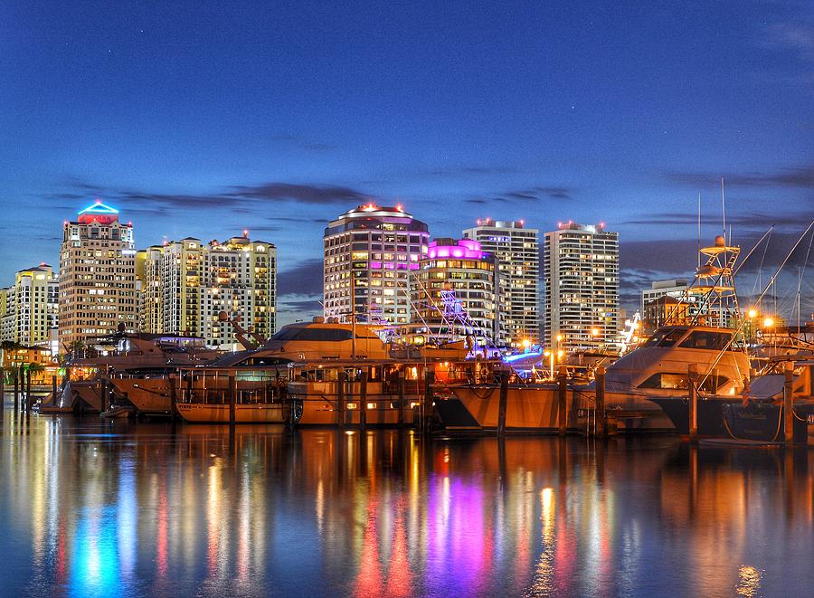 Boat Photograph - West Palm Beach skyline by Paul Cook
