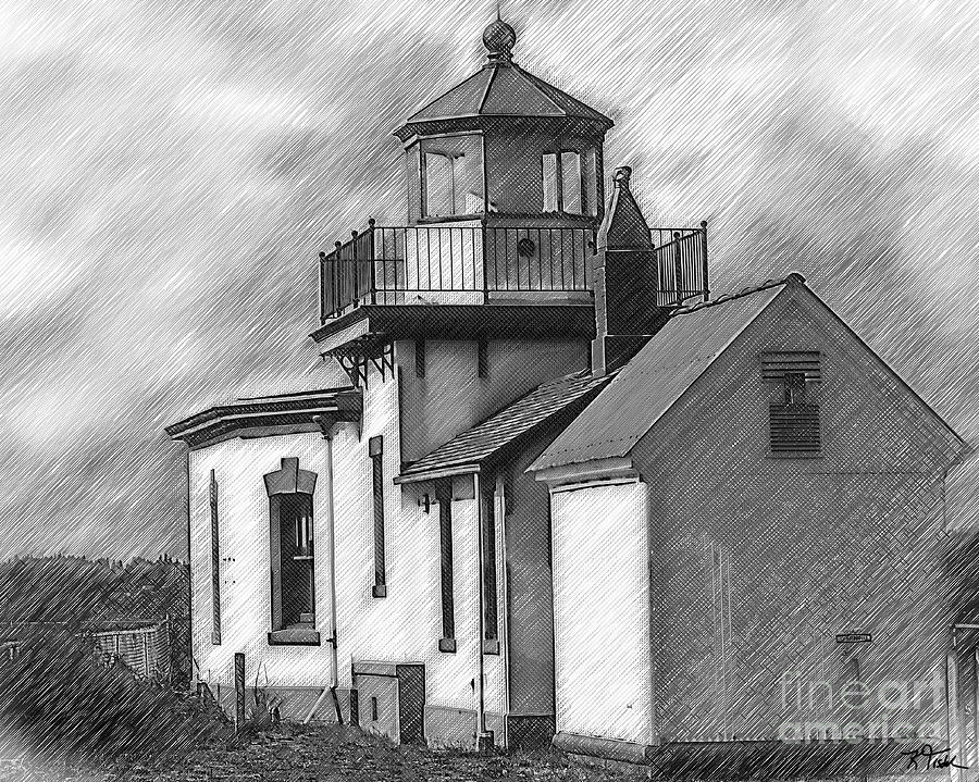 Lighthouse Digital Art - West Point Lighthouse Sketched by Kirt Tisdale
