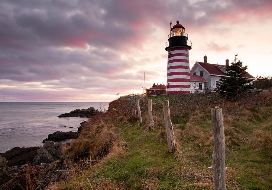 Sunset Photograph - West Quoddy Head Light by Patrick Downey