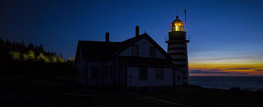 West Quoddy Head Lighthouse Predawn Hour Photograph by Marty Saccone