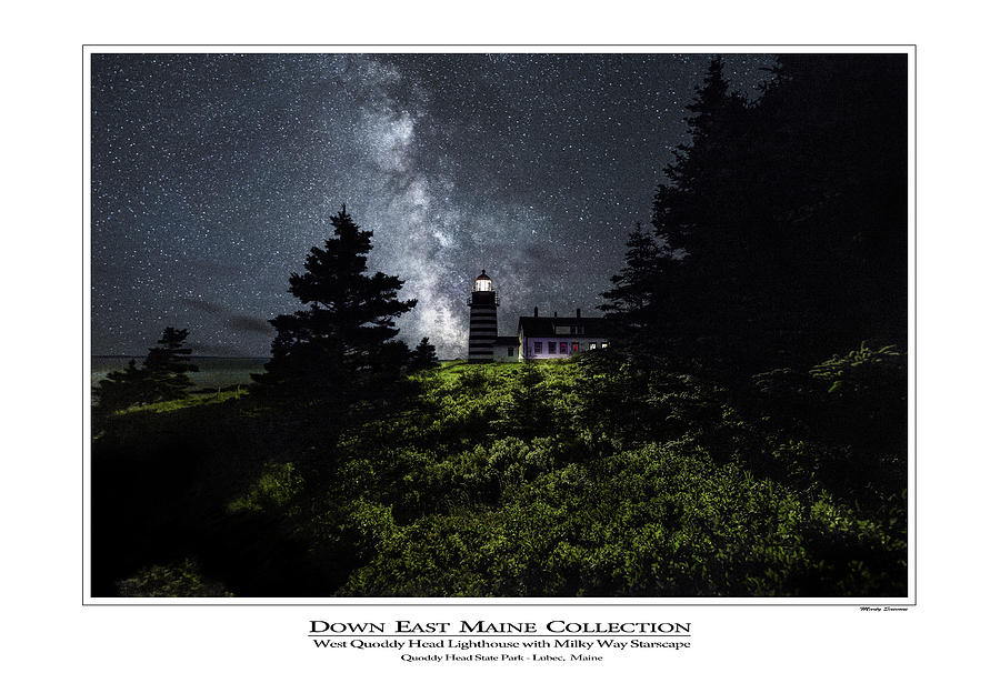 West Quoddy Head Lighthouse with Milky Way Starscape 2 Photograph by Marty Saccone