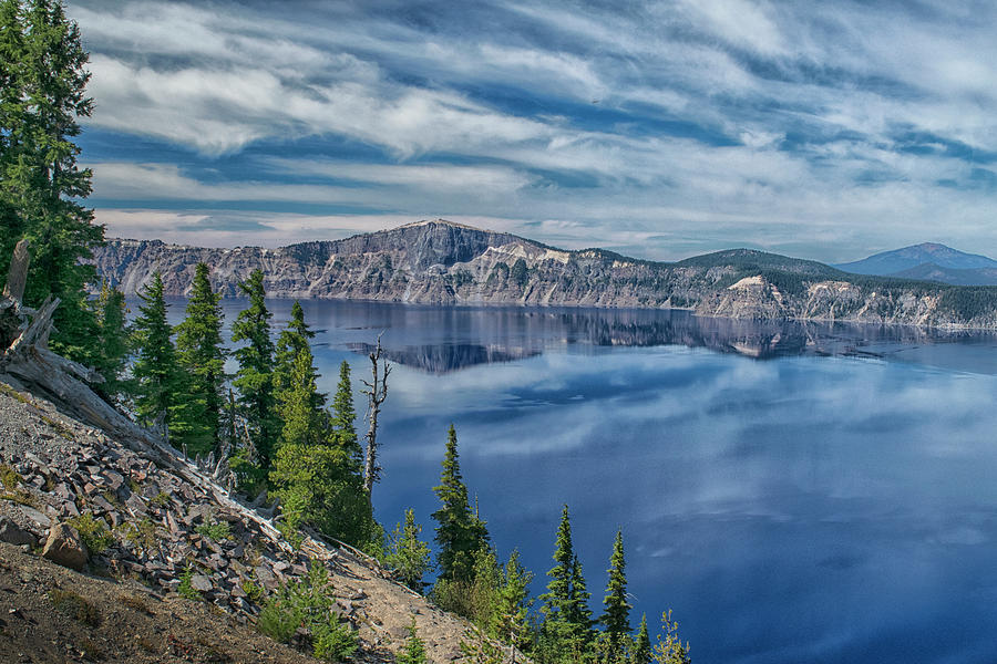 Cliff Reflections On Crater Lake Photograph by Frank Wilson
