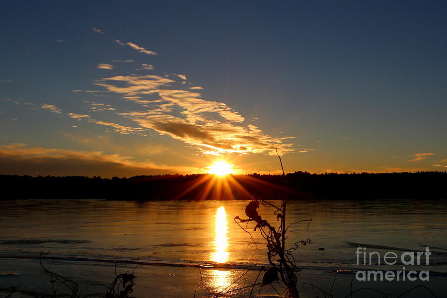 Sunset Photograph - West Thompson Lake Winter Sunset  by Neal Eslinger
