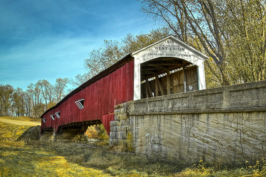 West Union covered bridge Photograph by Jack R Perry