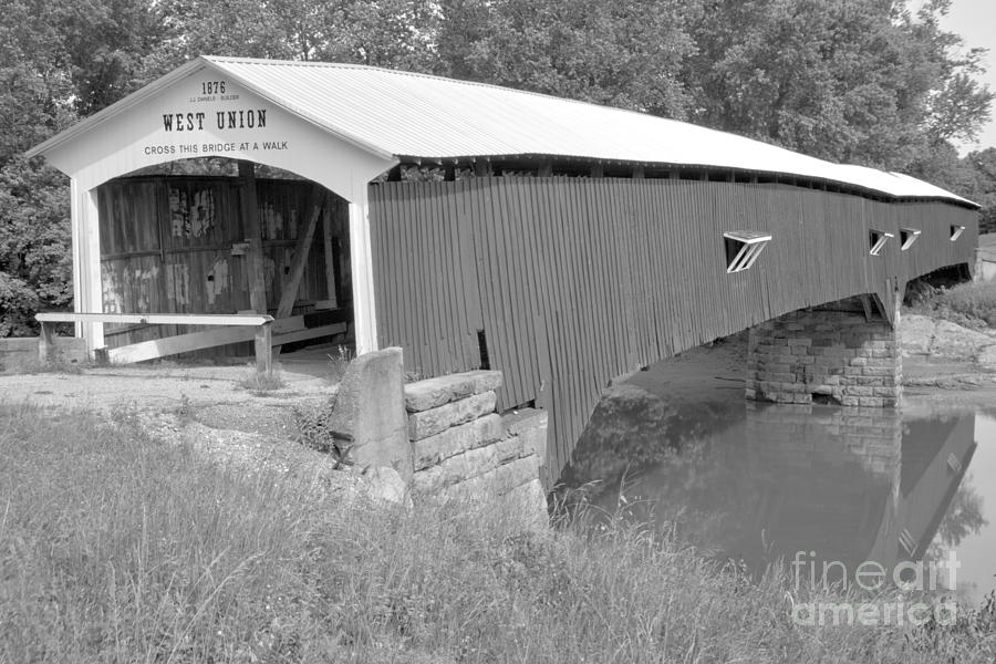West Union Over Sugar Creek Black And White Photograph by Adam Jewell