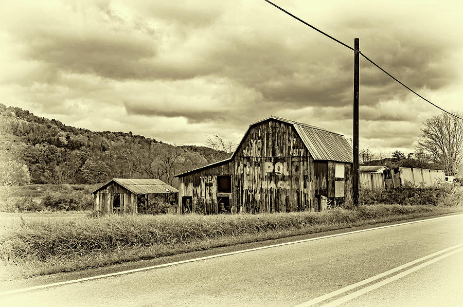 Fall Photograph - West Virginia Barn 2 - Sepia by Steve Harrington