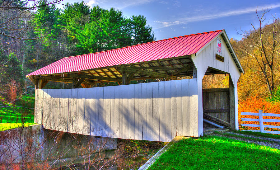 West Virginia Country Roads - Otte Covered Bridge Over Little Grave Creek No. 2 - Marshall County Photograph by Michael Mazaika