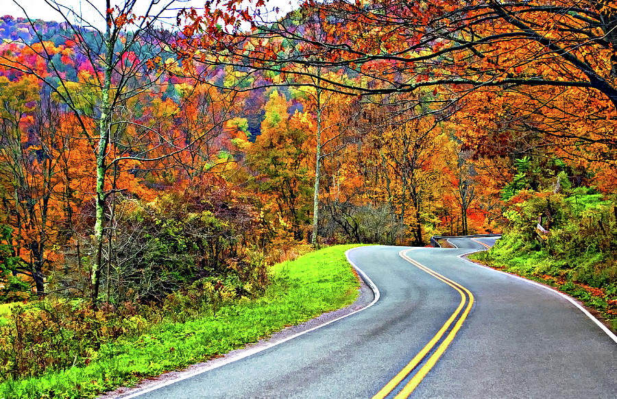 Fall Photograph - West Virginia Curves Painted 2 by Steve Harrington