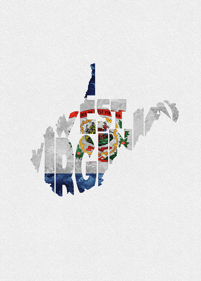 West Virginia Map Digital Art - West Virginia Typographic Map Flag by Inspirowl Design
