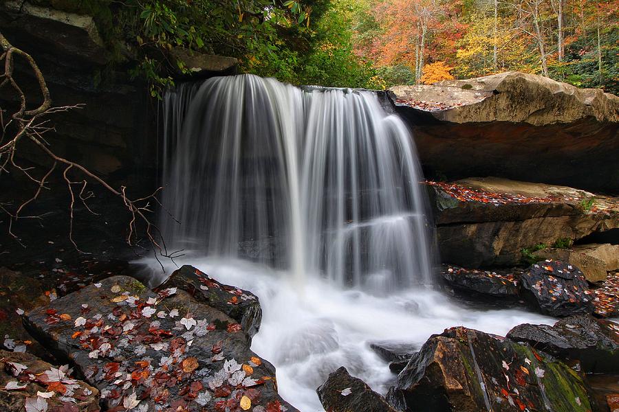 West Virginia Waterfall Dressed in Autumn Photograph by Chris Berrier