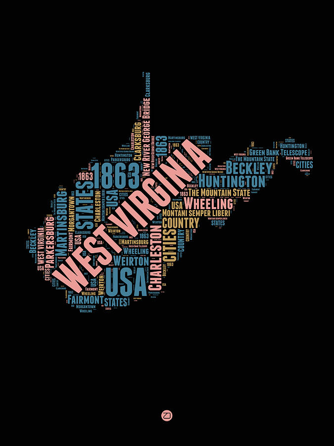 Independence Day Digital Art - West Virginia Word Cloud Map 1 by Naxart Studio