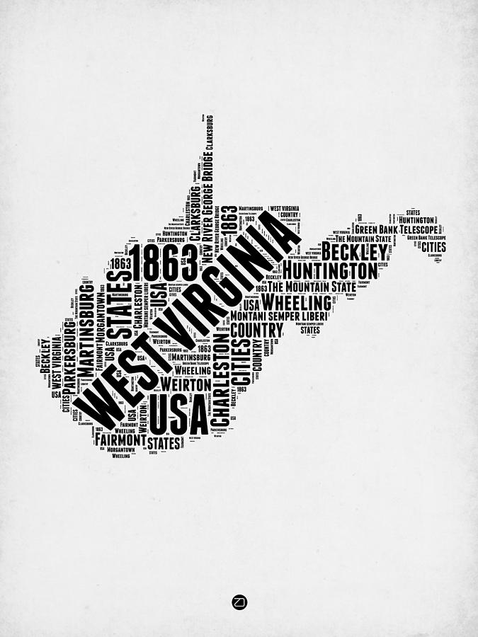 Independence Day Digital Art - West Virginia Word Cloud Map 2 by Naxart Studio