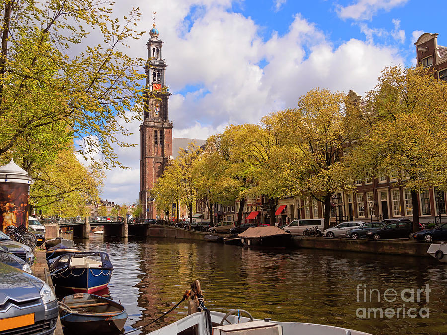 Westerkerk Church on Prinsengracht canal Amsterdam Photograph by Louise Heusinkveld